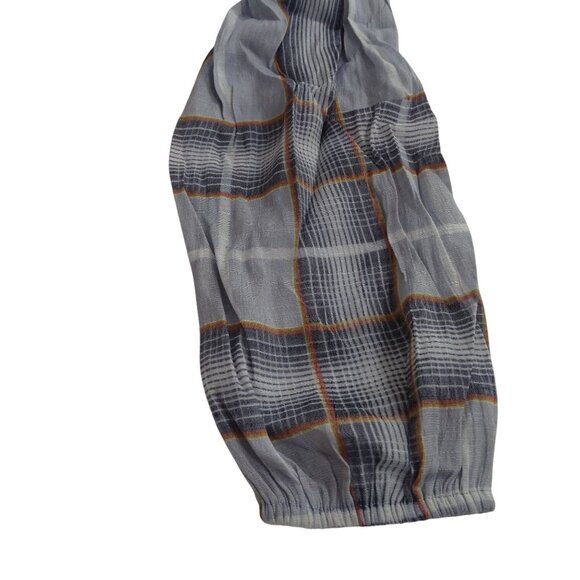 LC Lauren Conrad Long Sleeve Gray Plaid Blouse Women Size XS Square Neckline - Picture 3 of 11